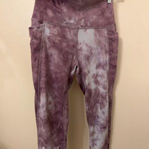 Senita Cropped Purple Tiedye Capri Leggings with pockets - Size Large